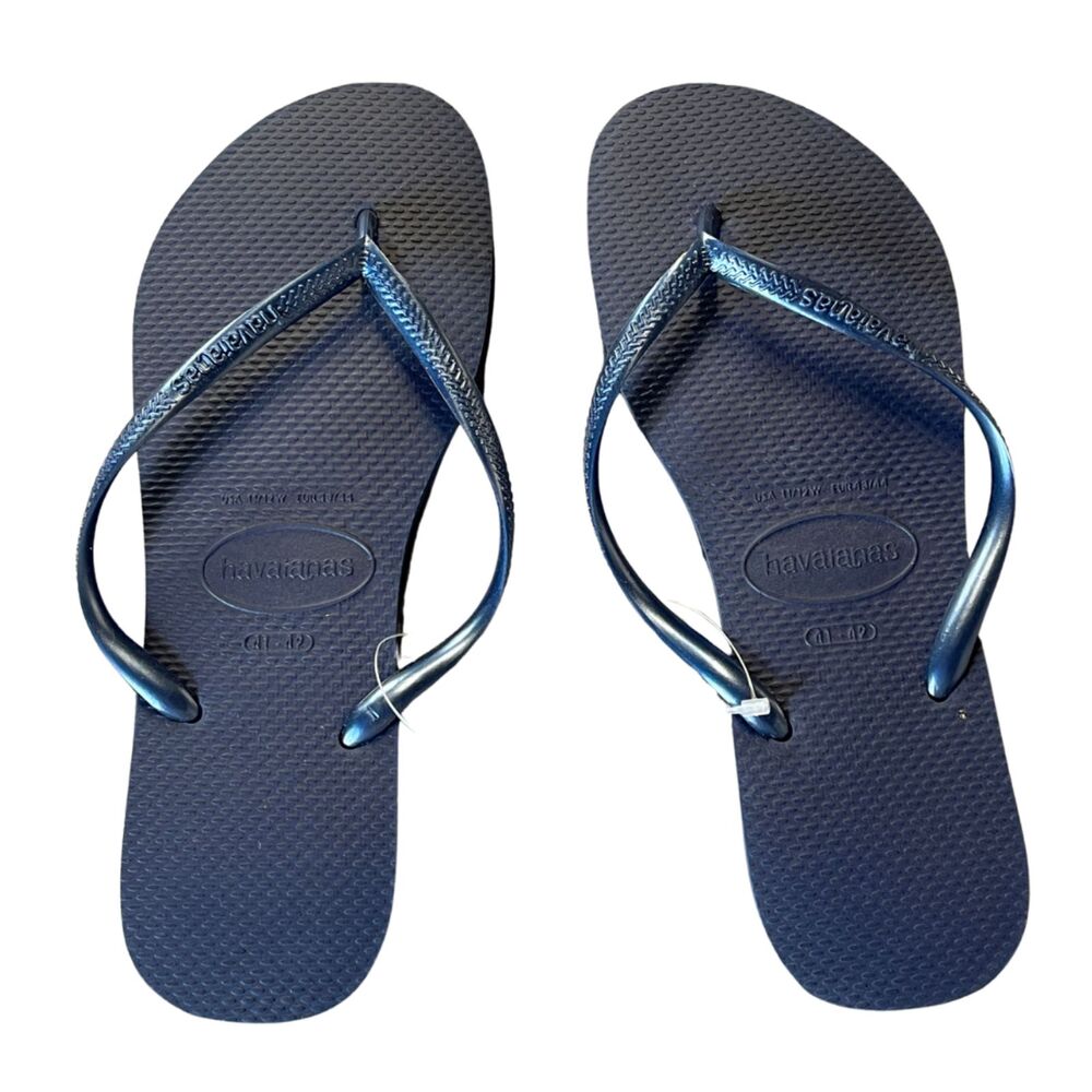 Trendy NIB Havaianas Slim Blue Navy Blue Women’s Flip Flops Size 10-11, Sz 41-42